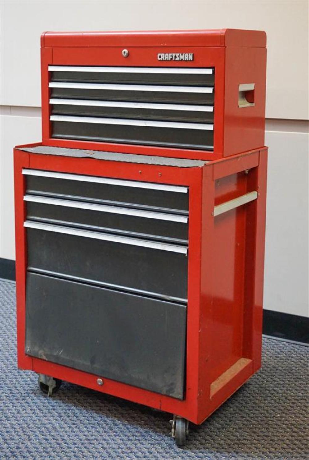 CRAFTSMAN RED ENAMEL METAL TOOL BOX