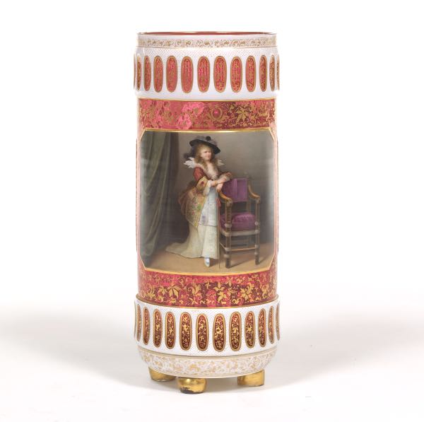 CRANBERRY CASED GLASS VASE WITH