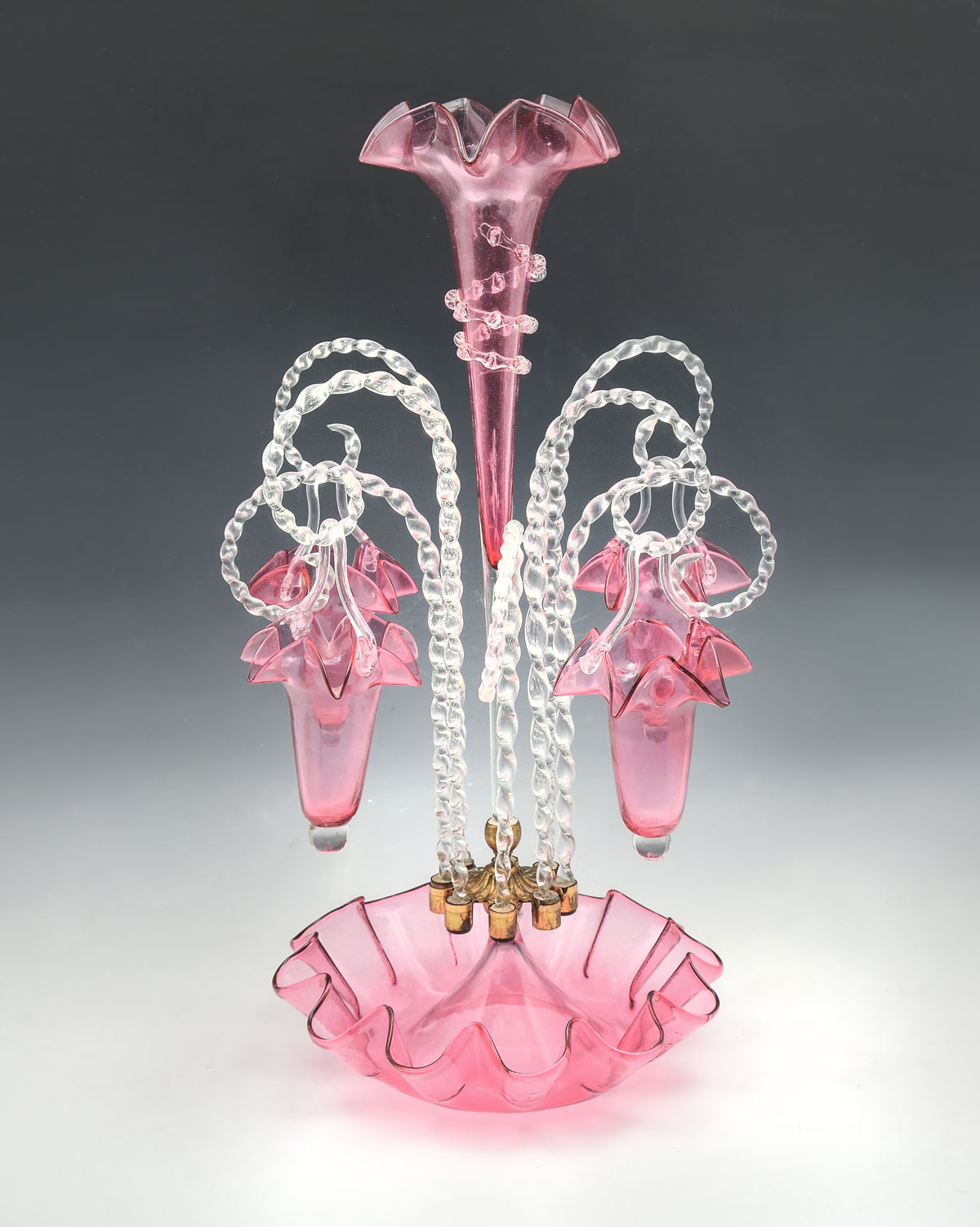 CRANBERRY & CLEAR 4 BASKET EPERGNE: