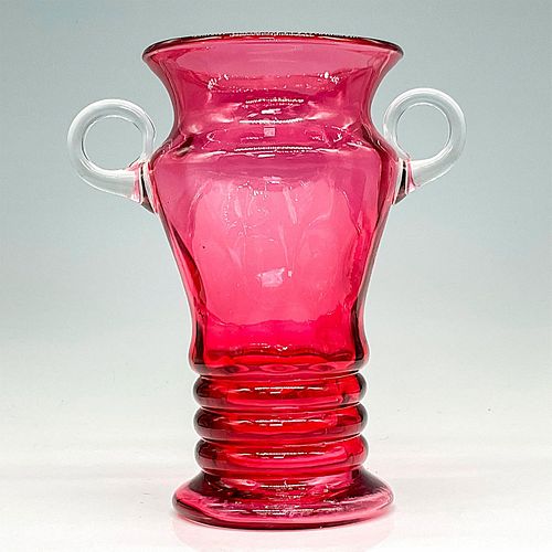 CRANBERRY COIN DOT GLASS VASE