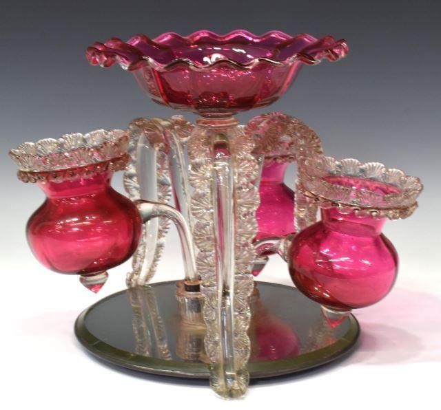 CRANBERRY & COLORLESS ART GLASS