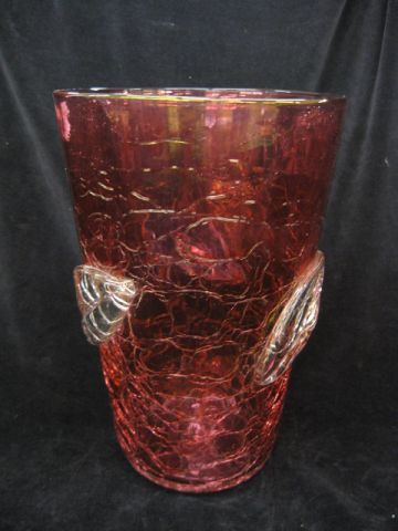 Cranberry Flashed Crackle Art Glass