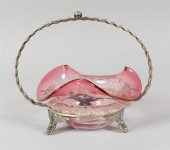 CRANBERRY GLASS CANDY DISH IN