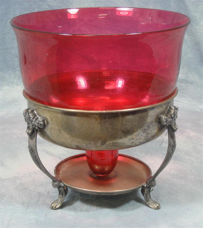 Cranberry glass center bowl in