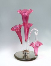 CRANBERRY GLASS EPERGNE: Cranb