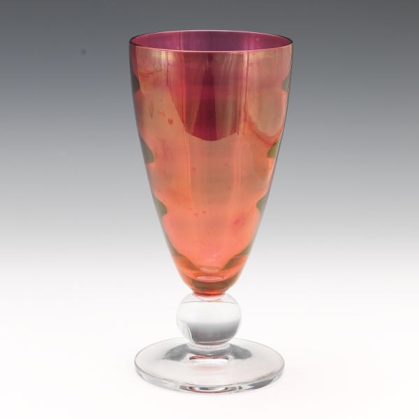 CRANBERRY GLASS PEDESTAL VASE 10 ?"