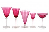 CRANBERRY GLASS STEMWARE SERVI
