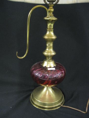 Cranberry Glass Table Lamp swirl