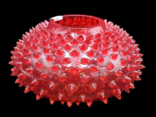CRANBERRY HOBNAIL VASECranberry