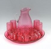 CRANBERRY PITCHER & 4 GLASS SE