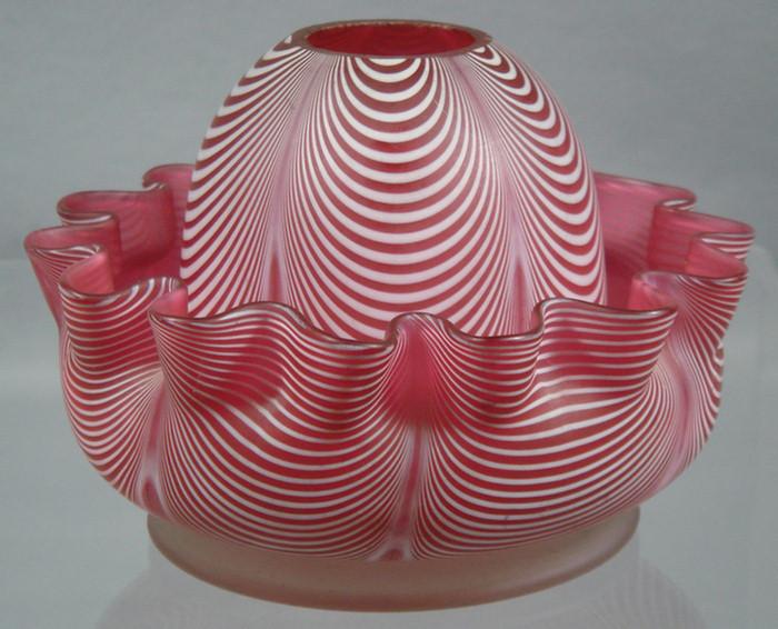 Cranberry satin glass fairy lamp,