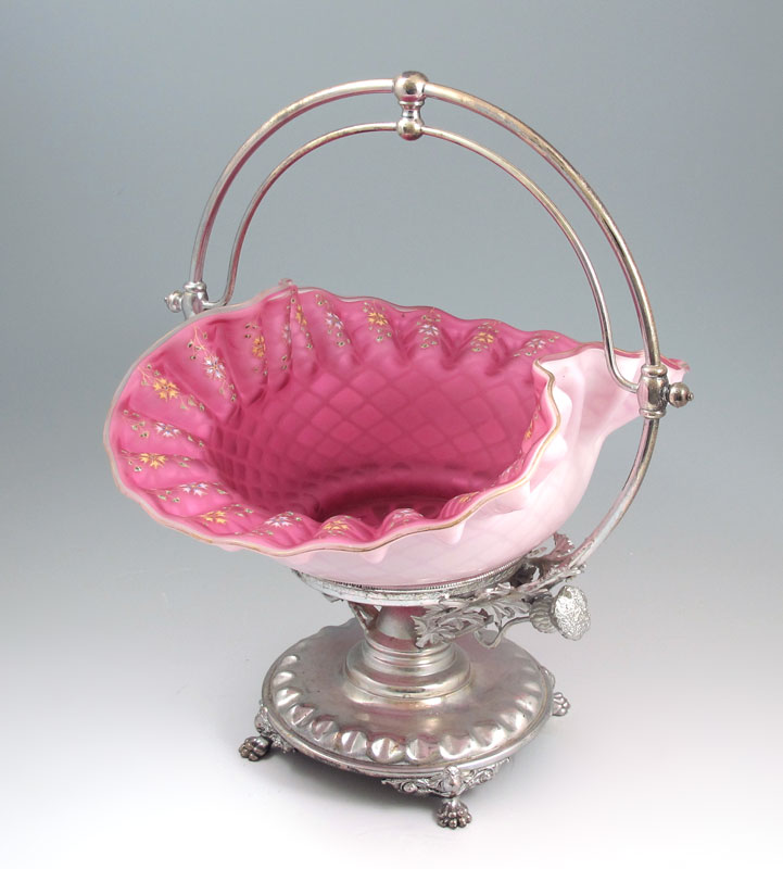 CRANBERRY SATIN QUILTED ART GLASS