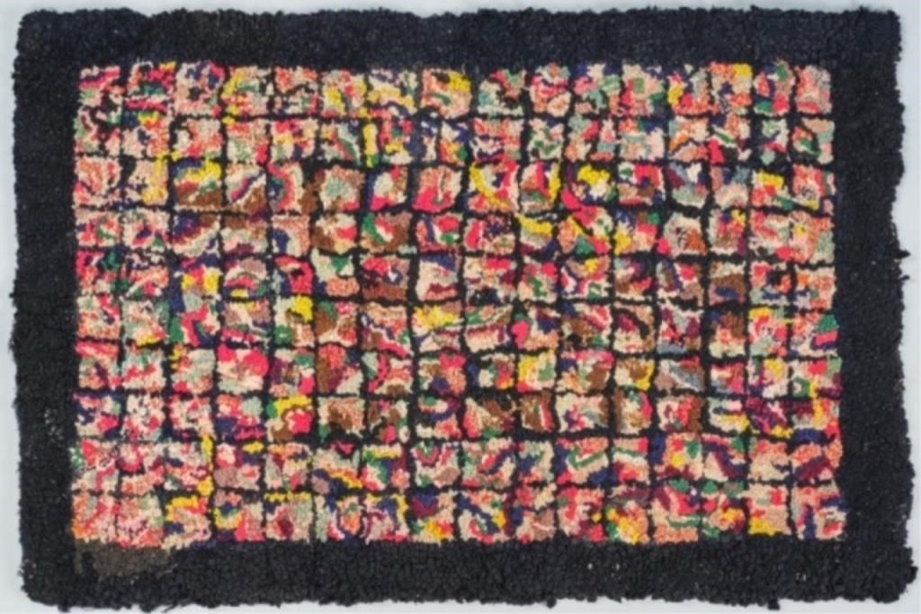 CRAZY QUILT STYLE HOOKED MATSmall