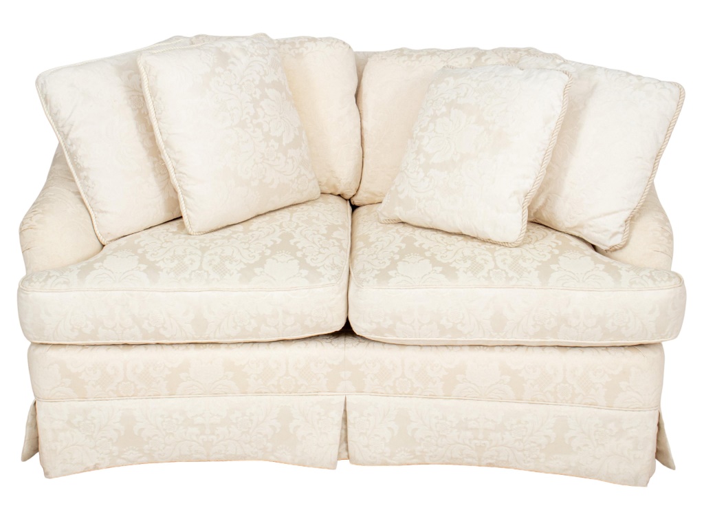 CREAM BROCADE UPHOLSTERED LOVE