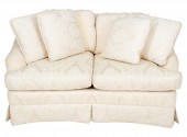 CREAM BROCADE UPHOLSTERED LOVE