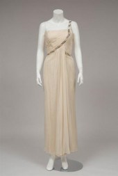 Cream chiffon draped sleeveles