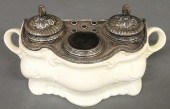 Cream colored ceramic inkstand