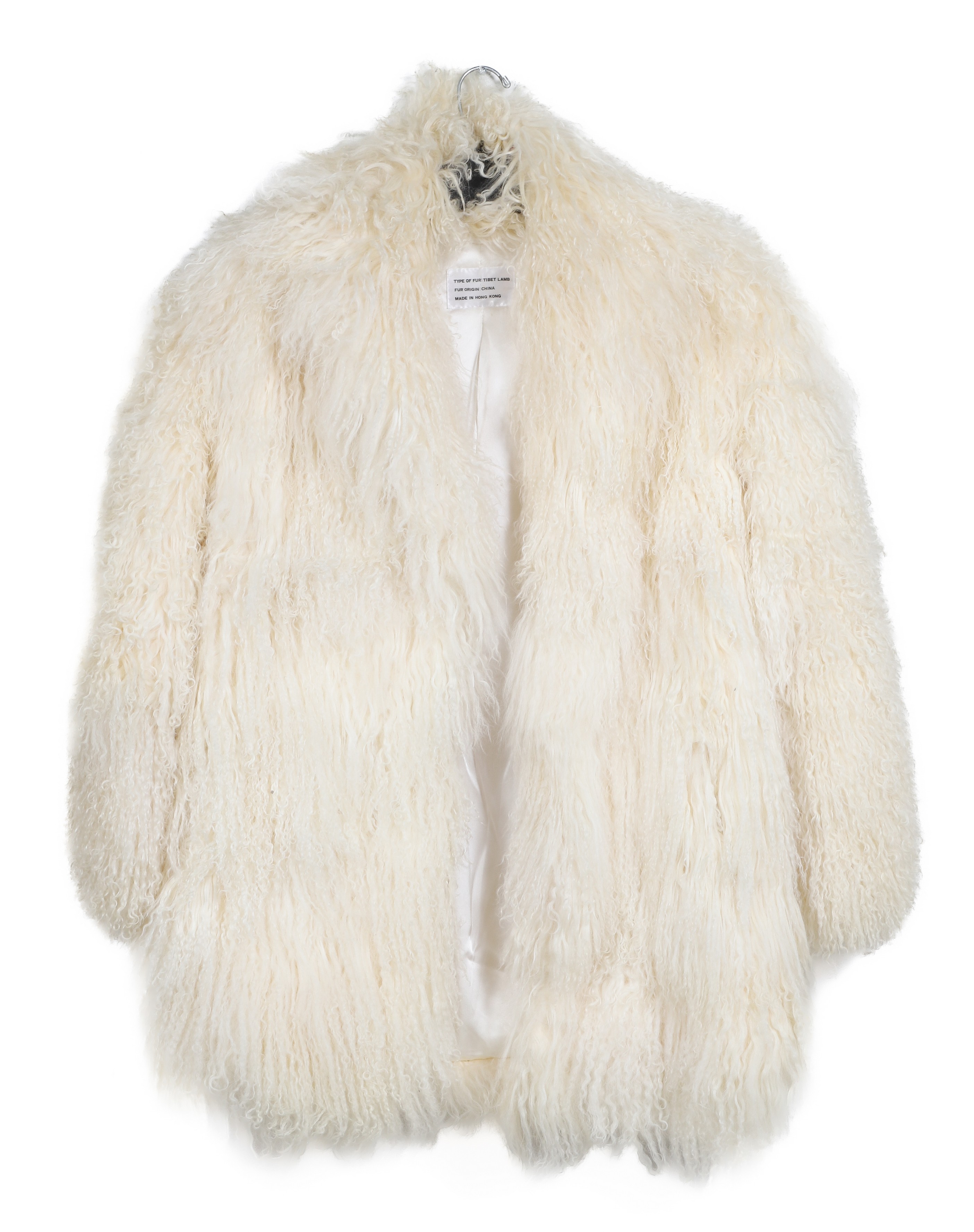 Cream Tibetan lamb shag coat,