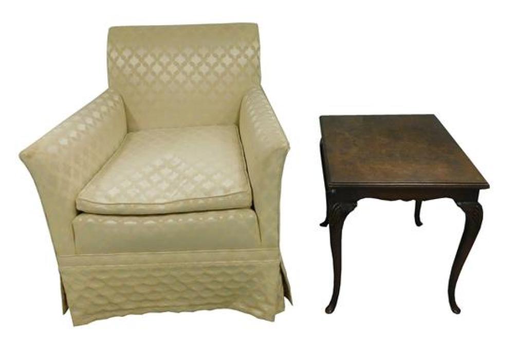 CREAM UPHOLSTERED ARMCHAIR ALONG