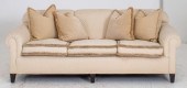 CREAM UPHOLSTERED ROLL-ARM SOF