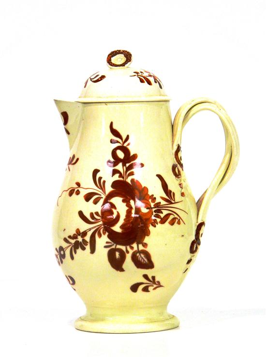 Creamware covered chocolate pot 