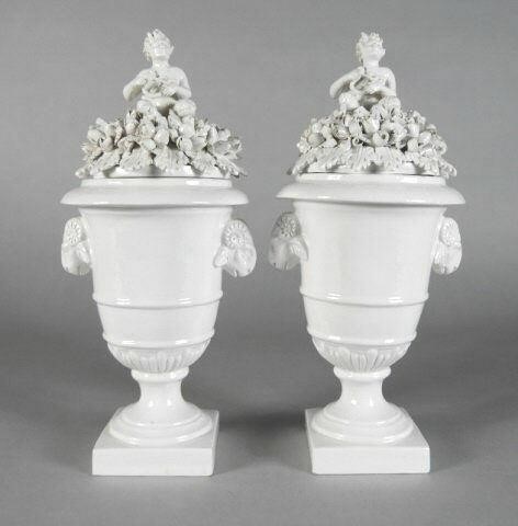 CREAMWARE PORCELAIN URNS,