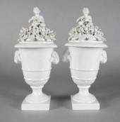 CREAMWARE PORCELAIN URNS, ITAL