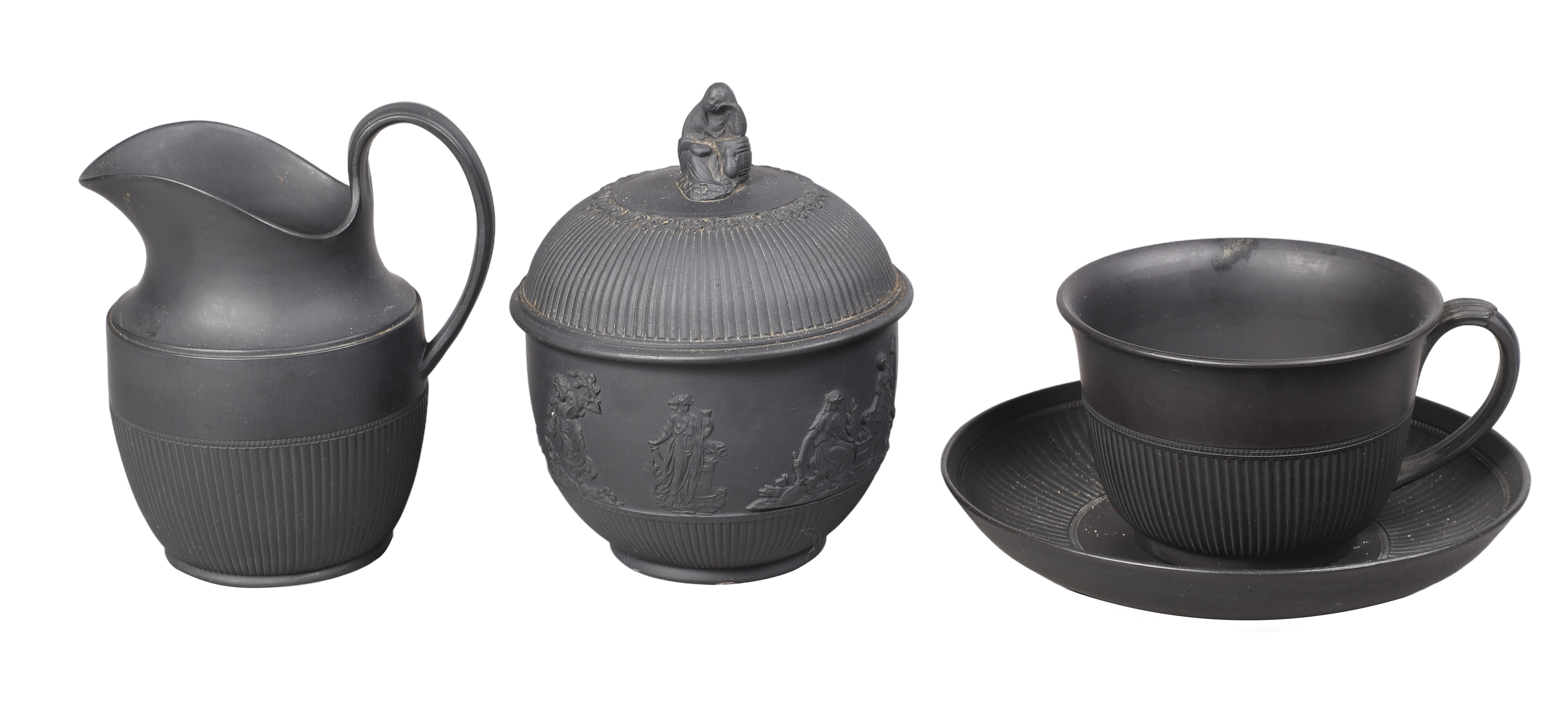 Creil Black Basalt Sugar Bowl,