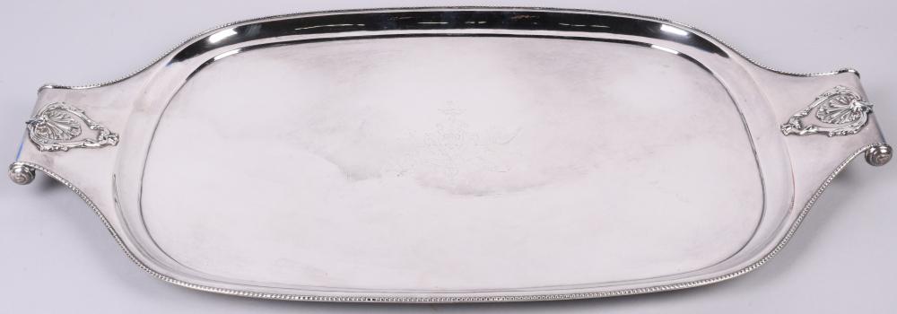 CRESTED SILVERPLATED TWO-HANDLED