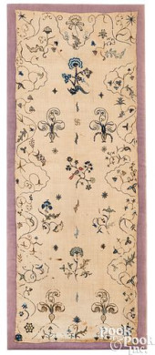 CREWELWORK PANEL, 18TH/19TH C.