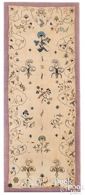 CREWELWORK PANEL, 18TH/19TH C.