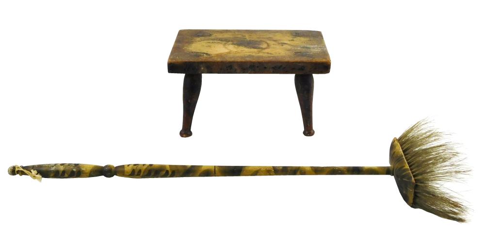 CRICKET STOOL AND SHORT BROOM,
