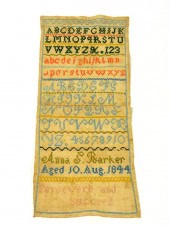 Cross stitch sampler dated Aug