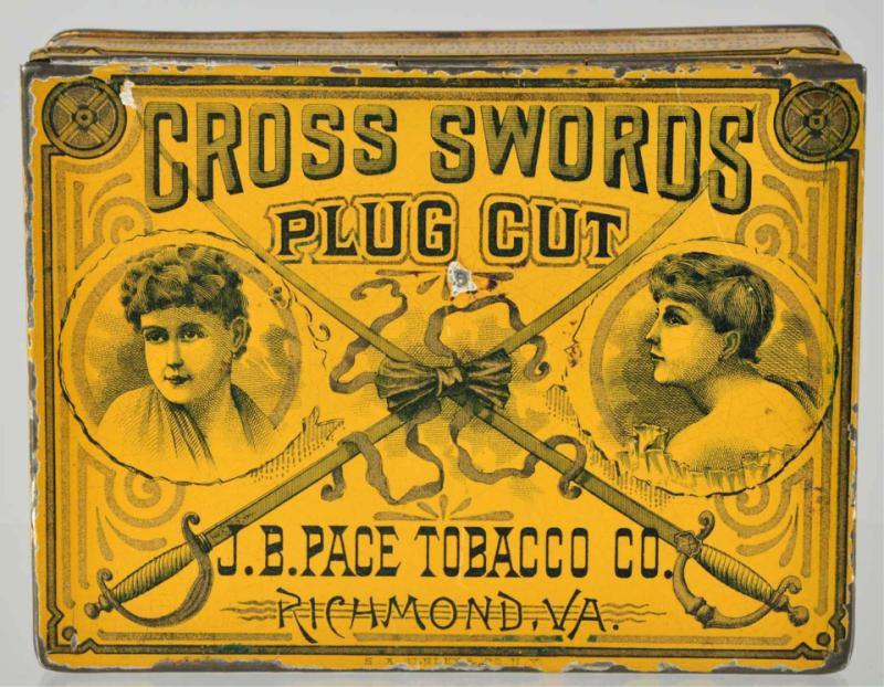Cross Swords Square Corners Tin. 