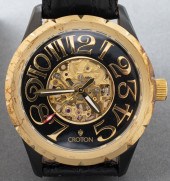 CROTON BLACK & GOLD-TONE SKELE