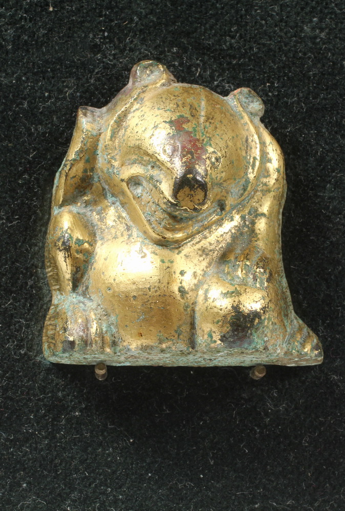 CROUCHING BEAR GILDED BRONZE