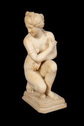 CROUCHING VENUS CARVED ALABAST