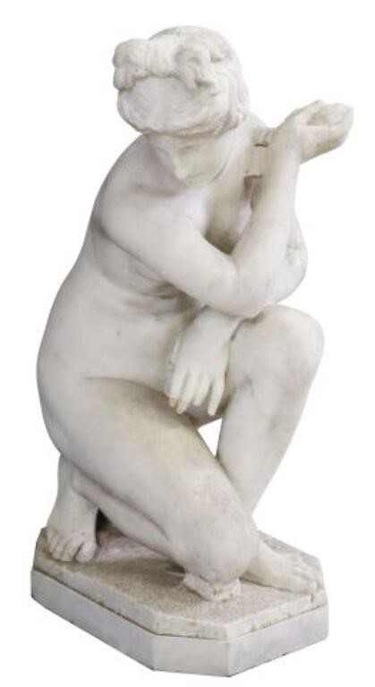 CROUCHING VENUS CARVED MARBLE