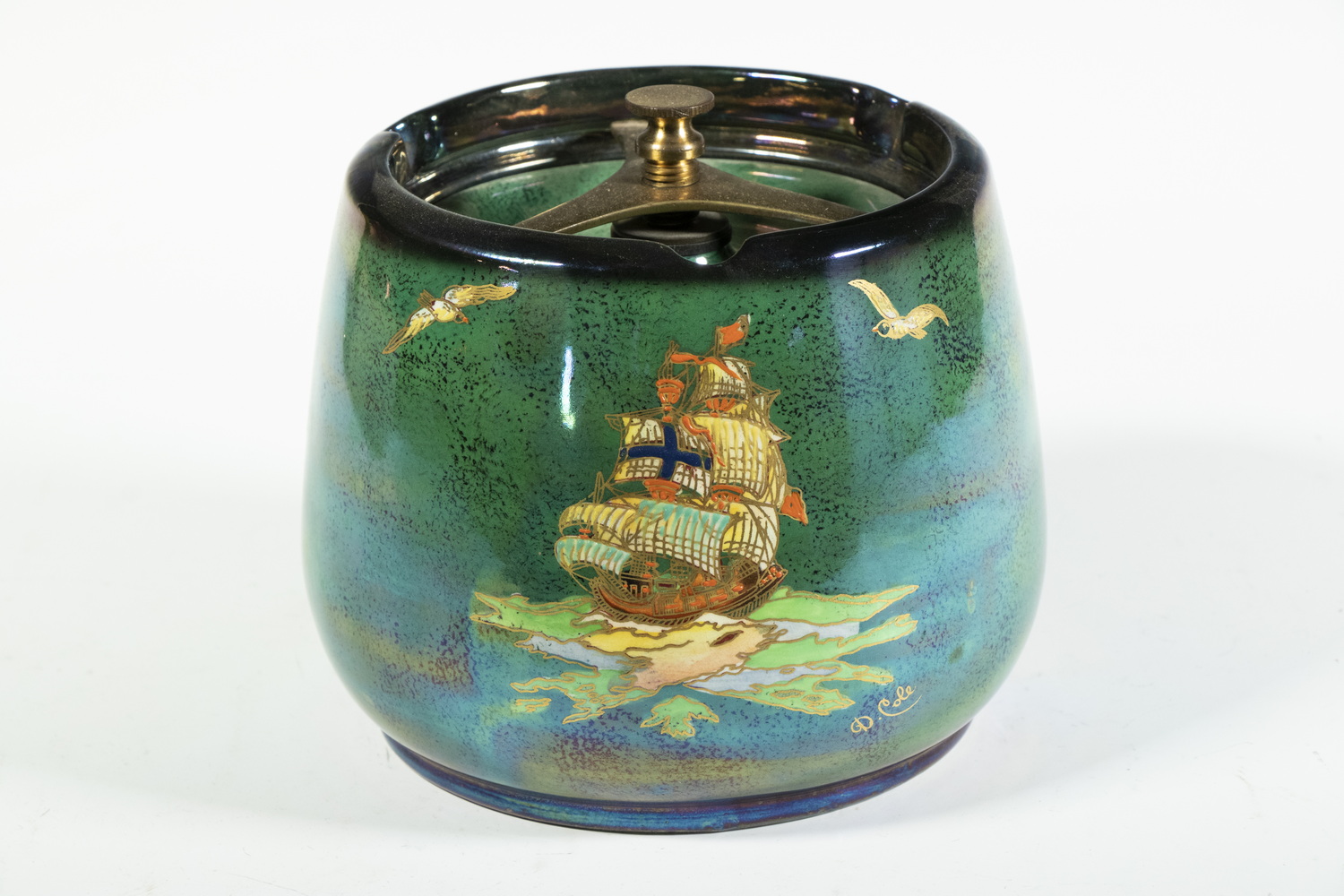 CROWN DEVON TOBACCO JAR SIGNED D.