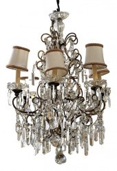 CRYSTAL AND BRASS SIX LIGHT CH