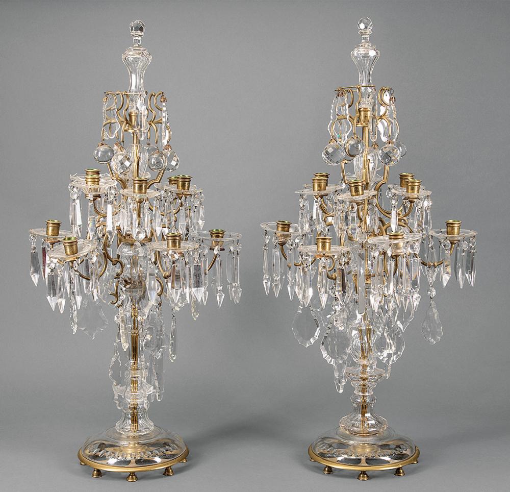 CRYSTAL AND BRONZE GIRANDOLE