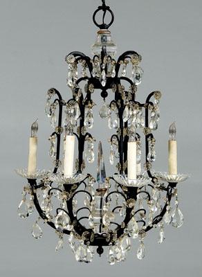 Crystal and iron light fixture,