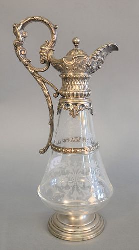 CRYSTAL AND SILVER CLARET JUG