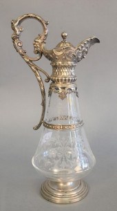 CRYSTAL AND SILVER CLARET JUG