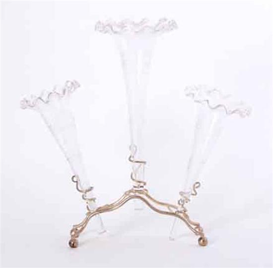 Crystal and silverplate epergne
