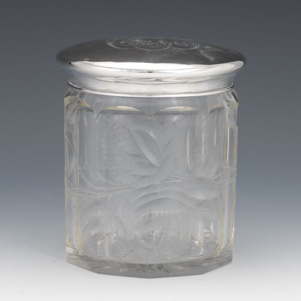 CRYSTAL AND STERLING SILVER JAR 6