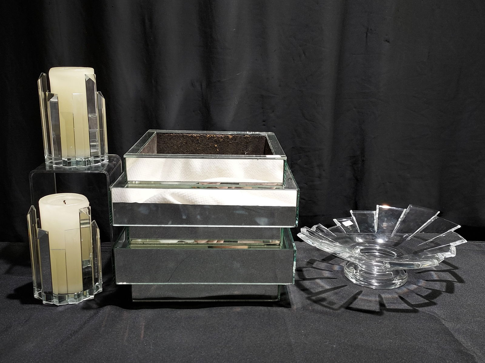 CRYSTAL CANDLE HOLDERS, CRYSTAL