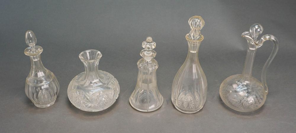 CRYSTAL CARAFE, EWER AND THREE