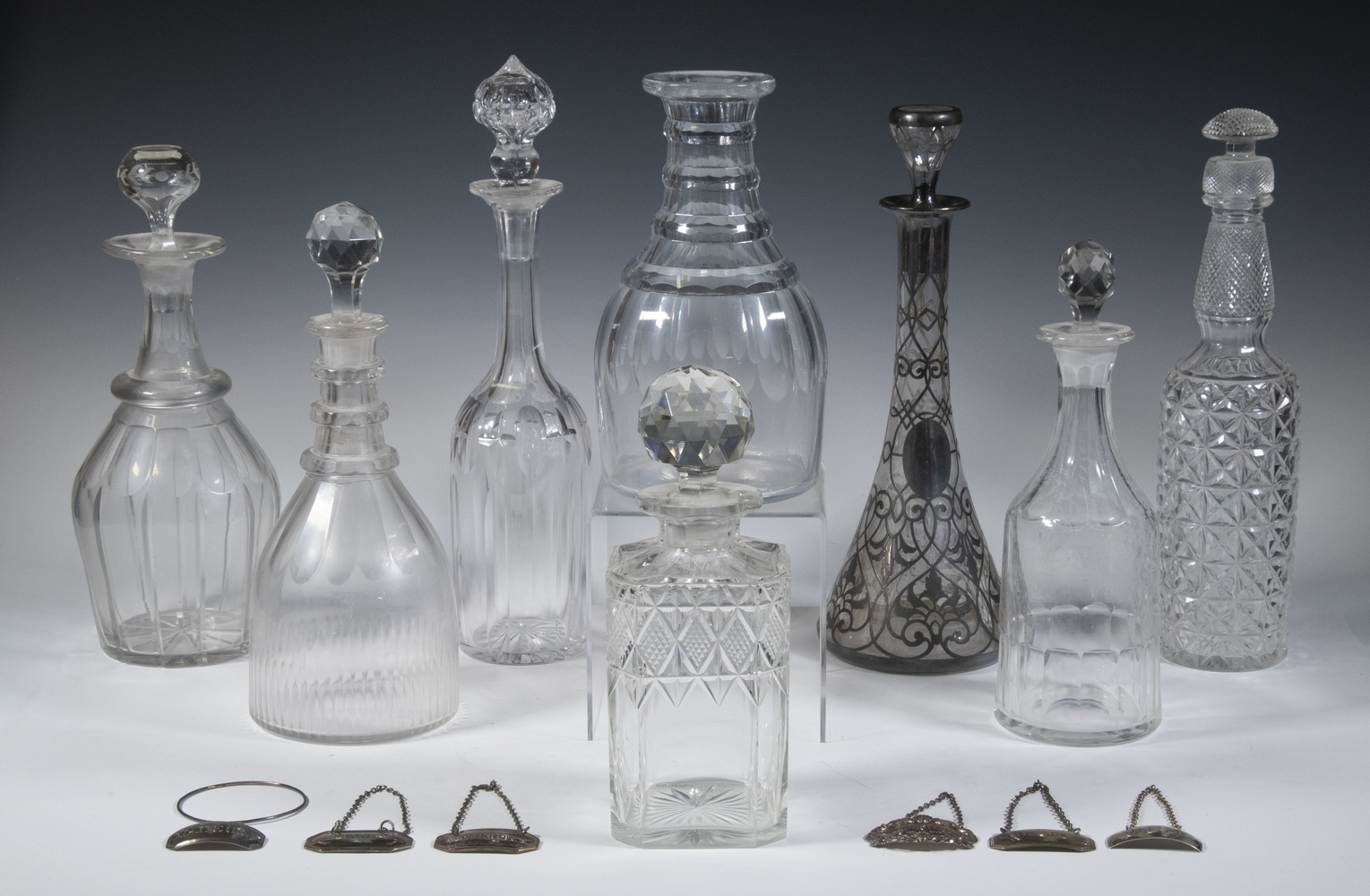 CRYSTAL DECANTERS & LIQUOR LABELS