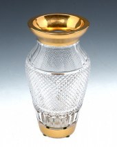 CRYSTAL DIAMOND CUT VASE WITH